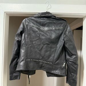 All Saints Black Studded Leather Jacket